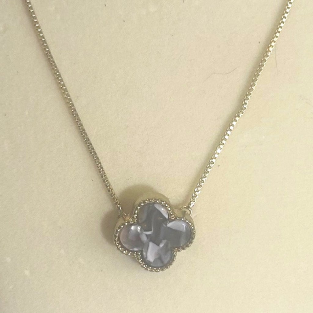 Michelle Mcdowell Gray Tortoise Clover Gold-Tone 18